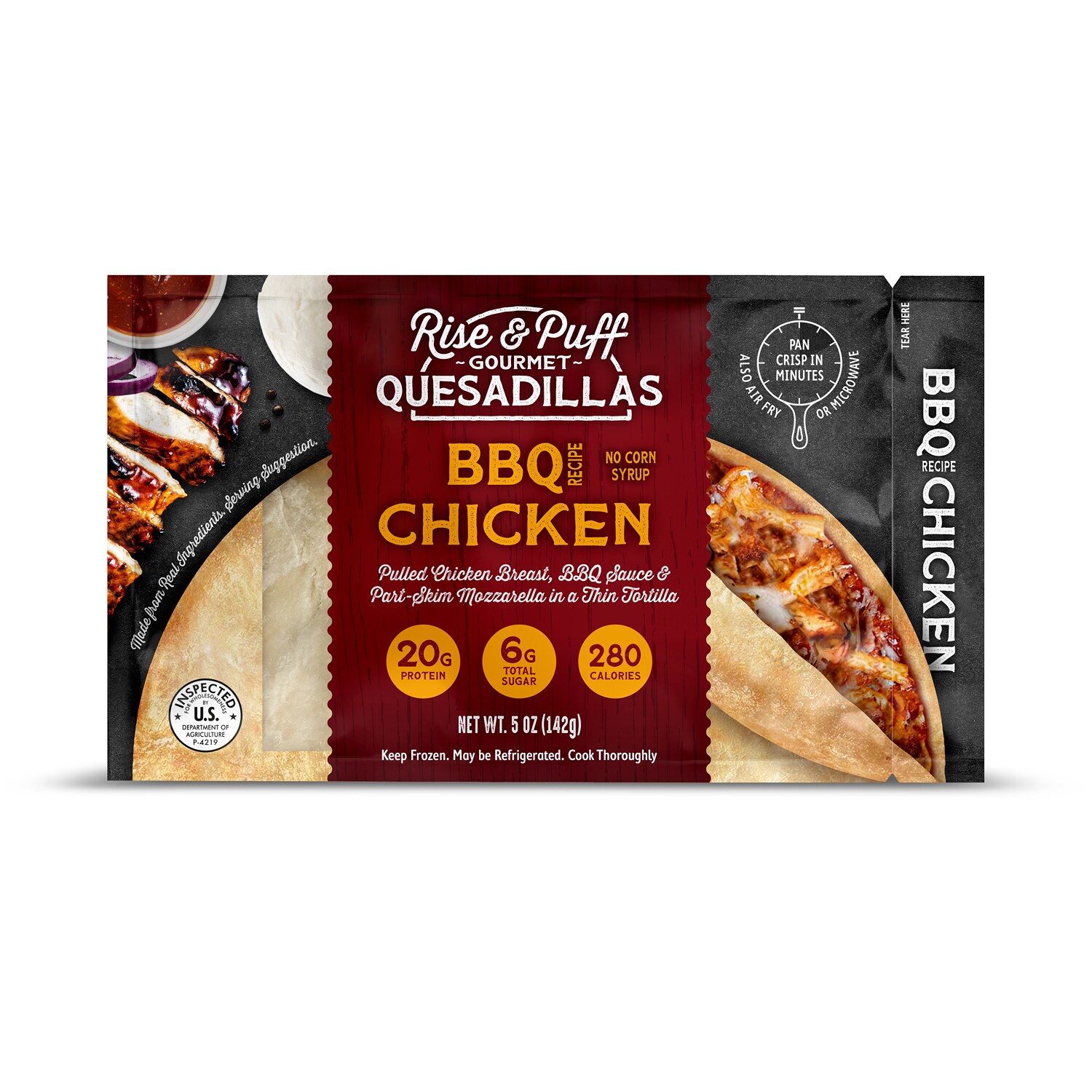 Rise & Puff Quesadilla, BBQ Pulled Chicken, Frozen