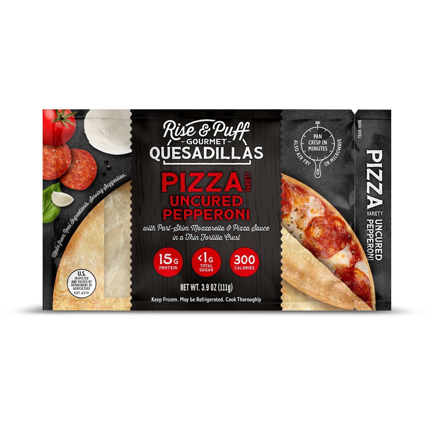 Rise & Puff Quesadilla, Pepperoni Pizza, Frozen