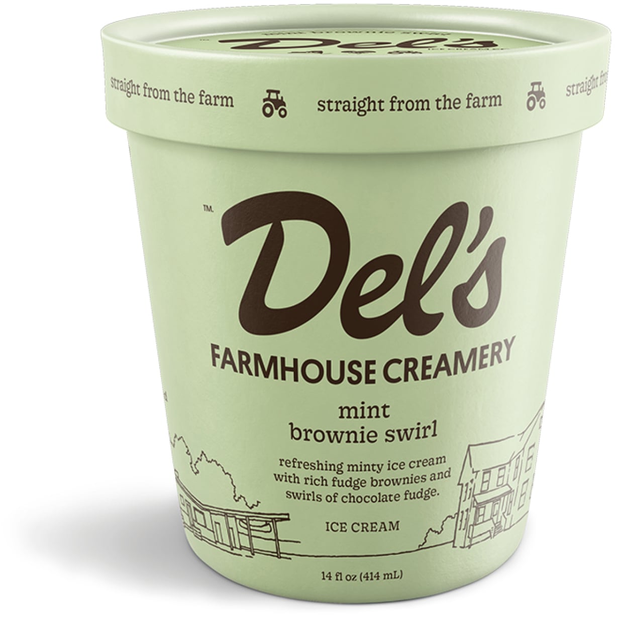 Del's Farmhouse Creamery Ice Cream, Mint Brownie Swirl