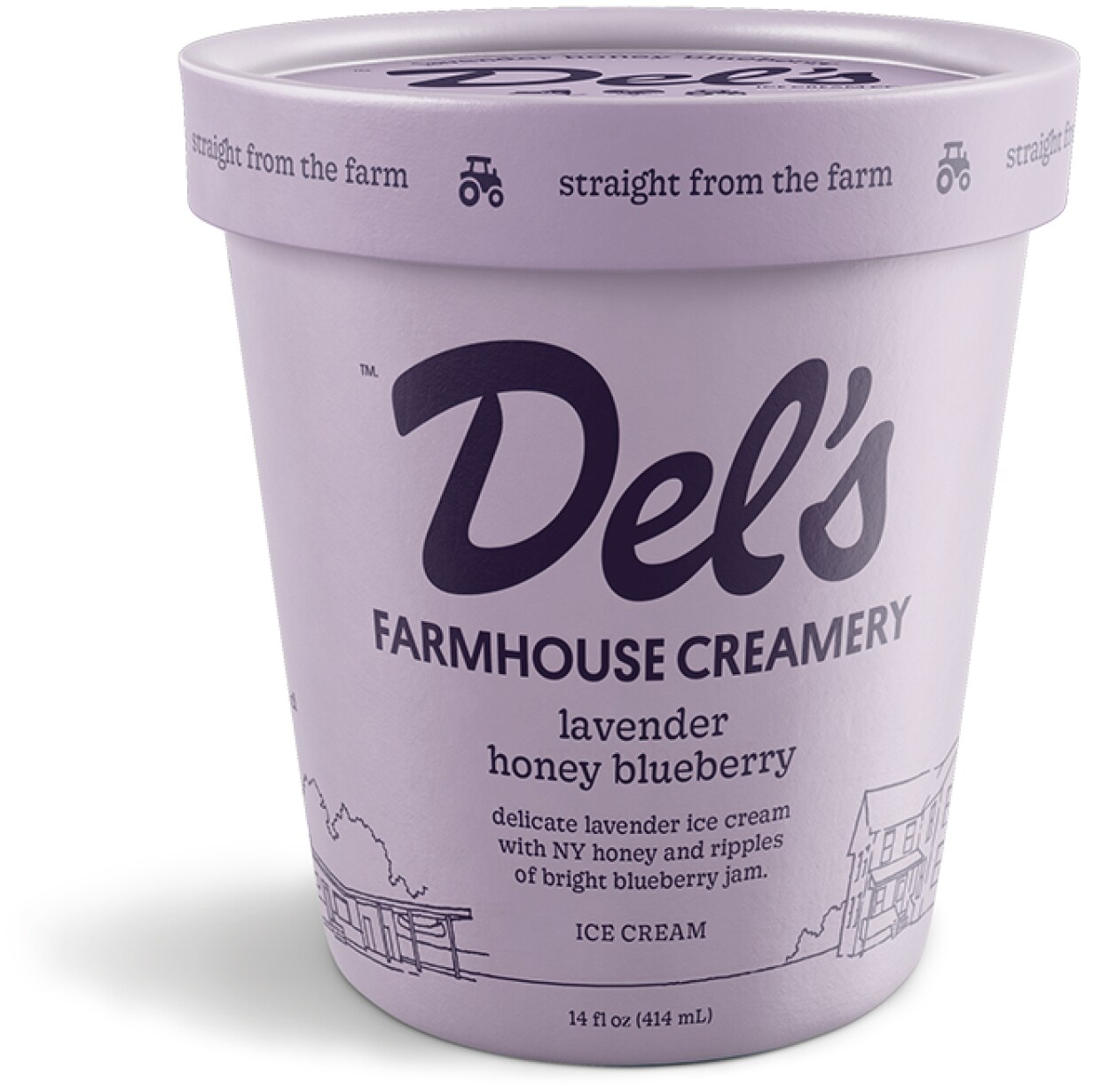 Del's Farmhouse Creamery Ice Cream, Lavender Honey Blueberry