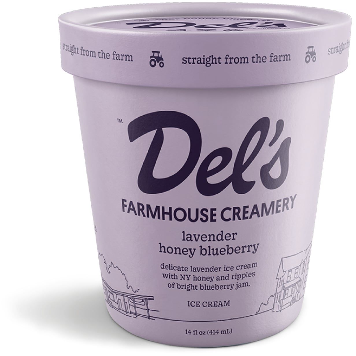 Del's Farmhouse Creamery Ice Cream, Lavender Honey Blueberry