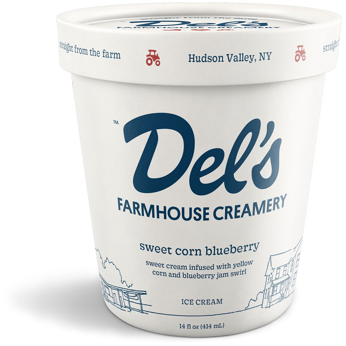 Del's Farmhouse Creamery Ice Cream, Sweet Corn Blueberry