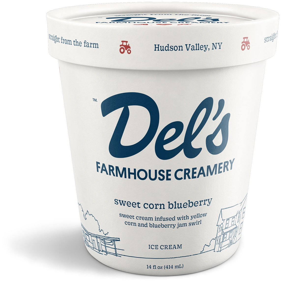 Del's Farmhouse Creamery Ice Cream, Sweet Corn Blueberry