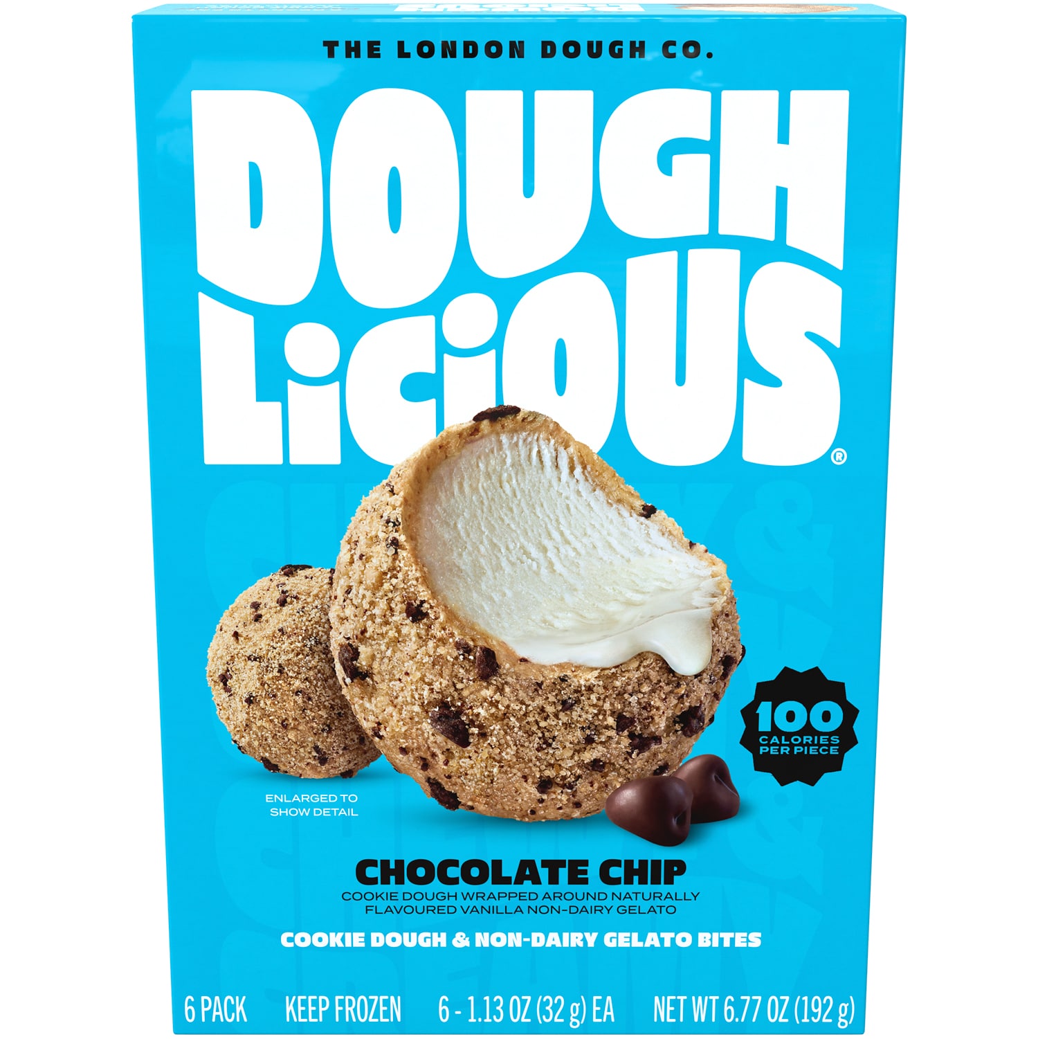 Doughlicious Cookie Dough & Non-Dairy Gelato Bites, Chocolate Chip