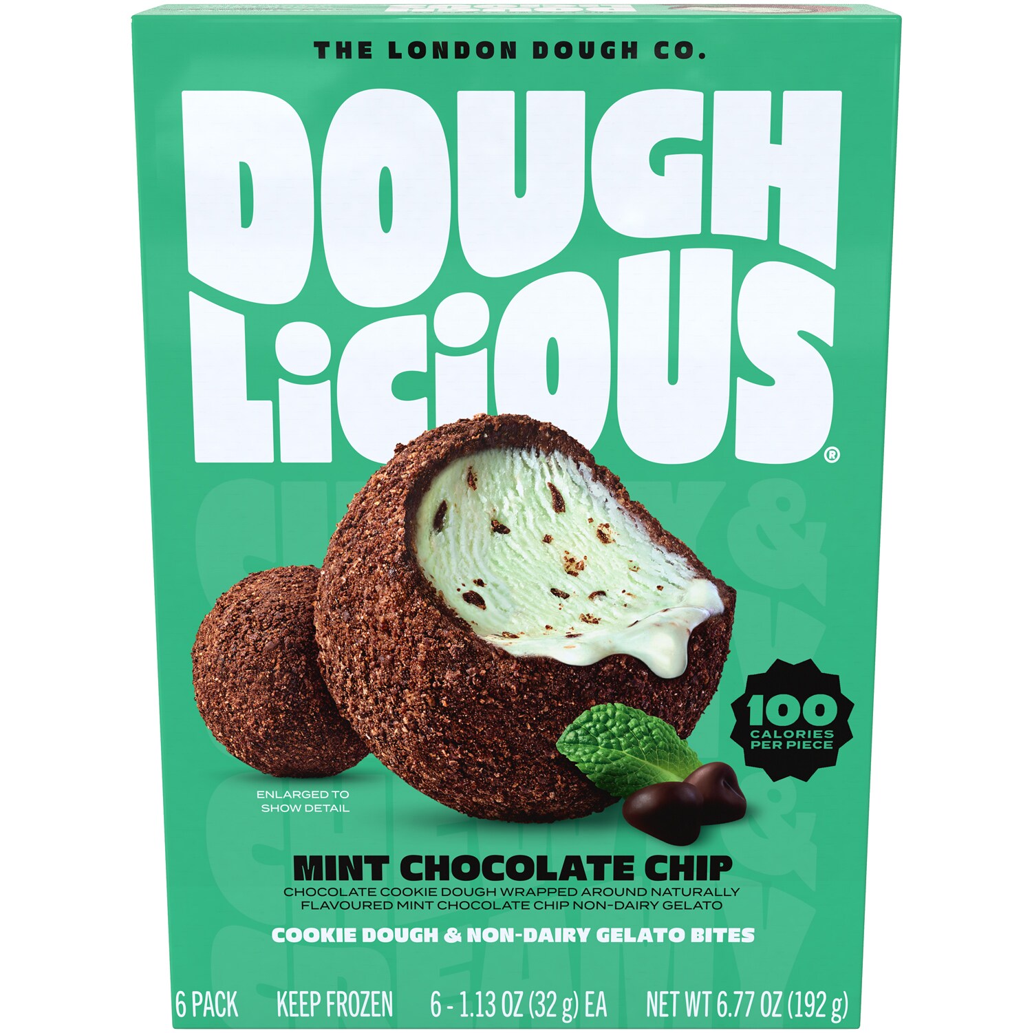 Doughlicious Cookie Dough & Non-Dairy Gelato Bites, Mint Chocolate Chip