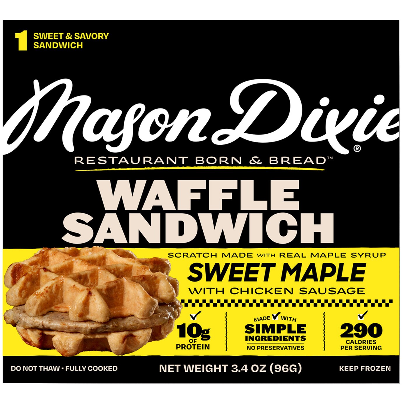 Mason Dixie Maple Waffle Sandwich with Chicken Sausage