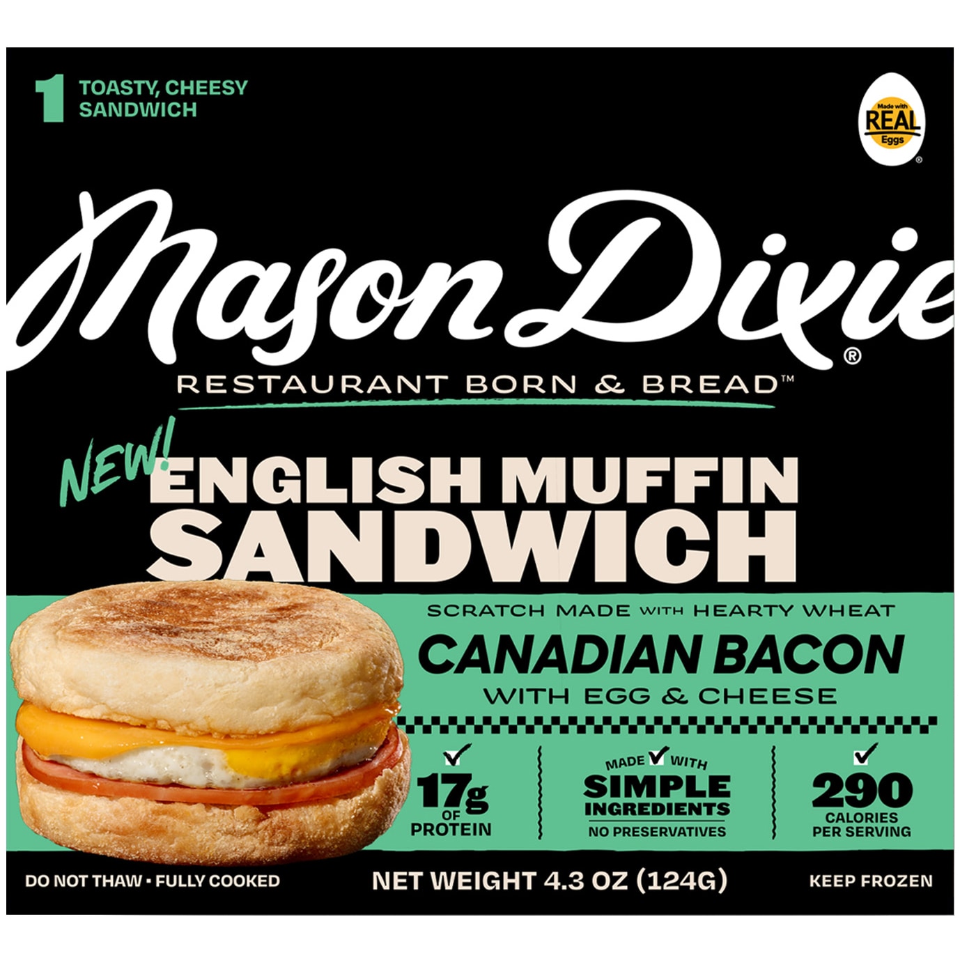 Mason Dixie English Muffin Sandwich with Canadian Bacon, Egg & Cheese