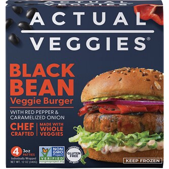 Actual Veggies Veggie Burger, Black Bean, 4pk
