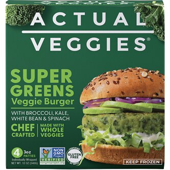 Actual Veggies Veggie Burger, Super Greens, 4pk