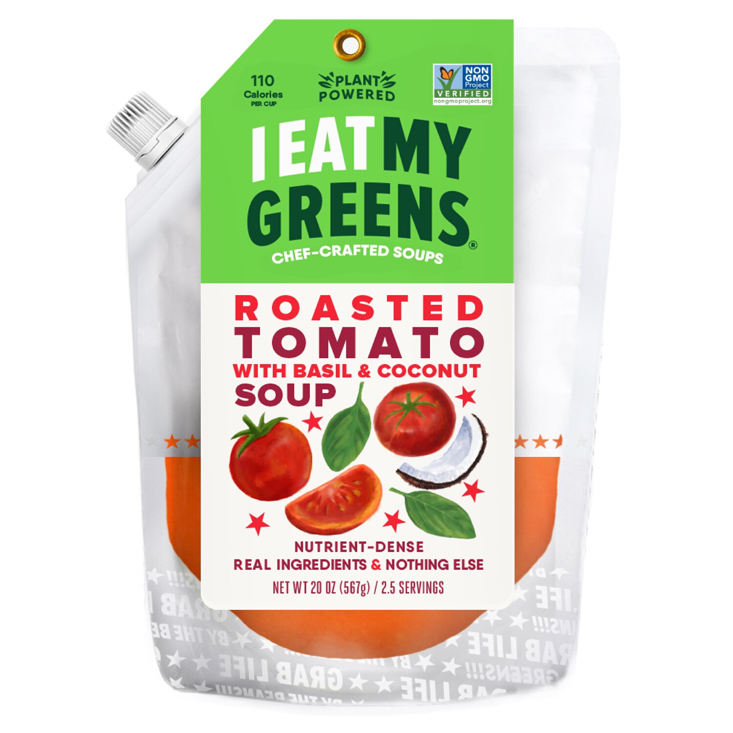 I Eat My Greens Soup, Roasted Tomato, Basil & Coconut