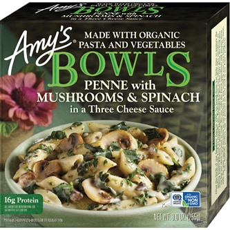 Amy's Bowl, Penne with Mushrooms & Spinach, Frozen