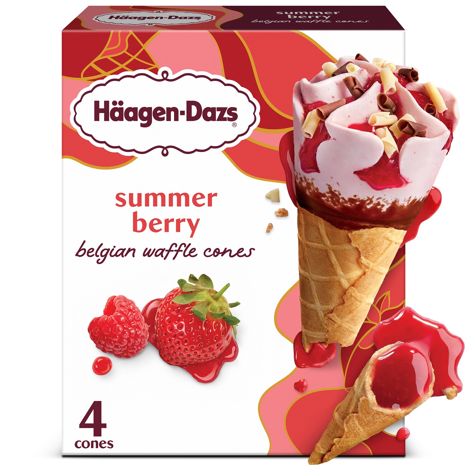 Haagen-Dazs Belgian Waffle Ice Cream Cone, Summer Berry