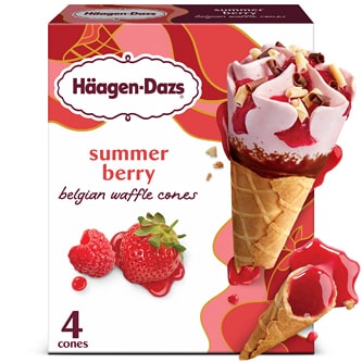 Haagen-Dazs Belgian Waffle Ice Cream Cone, Summer Berry
