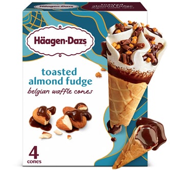 Haagen-Dazs Belgian Waffle Ice Cream Cone, Toasted Almond Fudge
