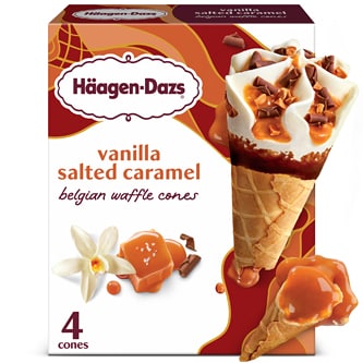 Haagen-Dazs Belgian Waffle Ice Cream Cone, Vanilla Salted Caramel