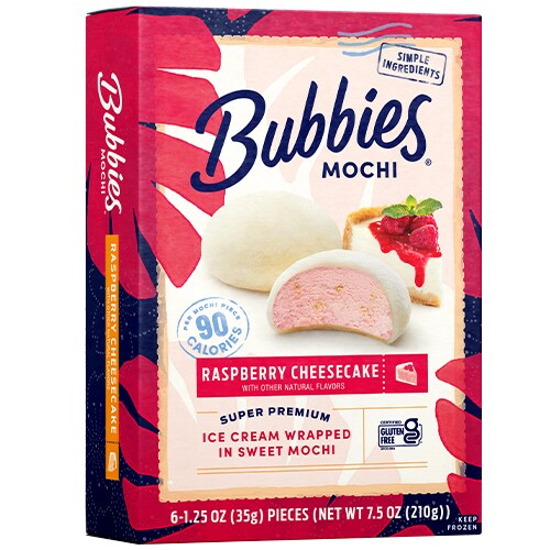 Bubbies Mochi Ice Cream, Raspberry Cheesecake