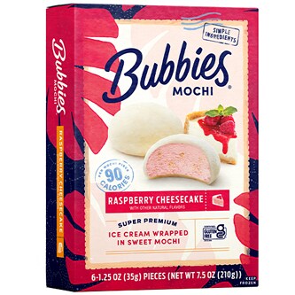 Bubbies Mochi Ice Cream, Raspberry Cheesecake