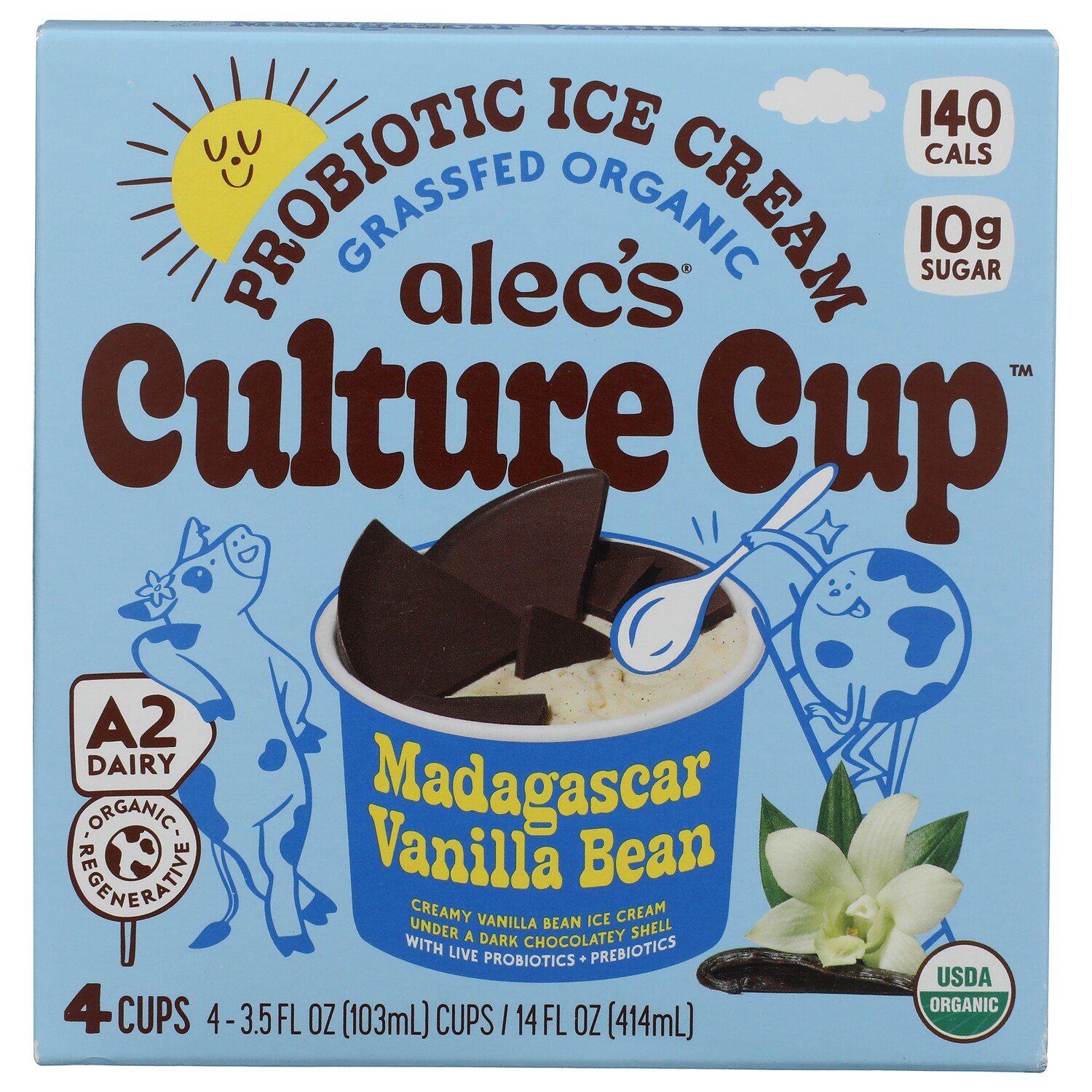 Alec's Culture Cup Organic Probiotic Ice Cream, Madagascar Vanilla Bean