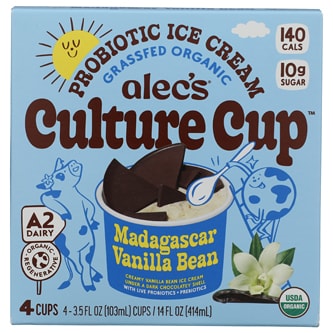 Alec's Culture Cup Organic Probiotic Ice Cream, Madagascar Vanilla Bean