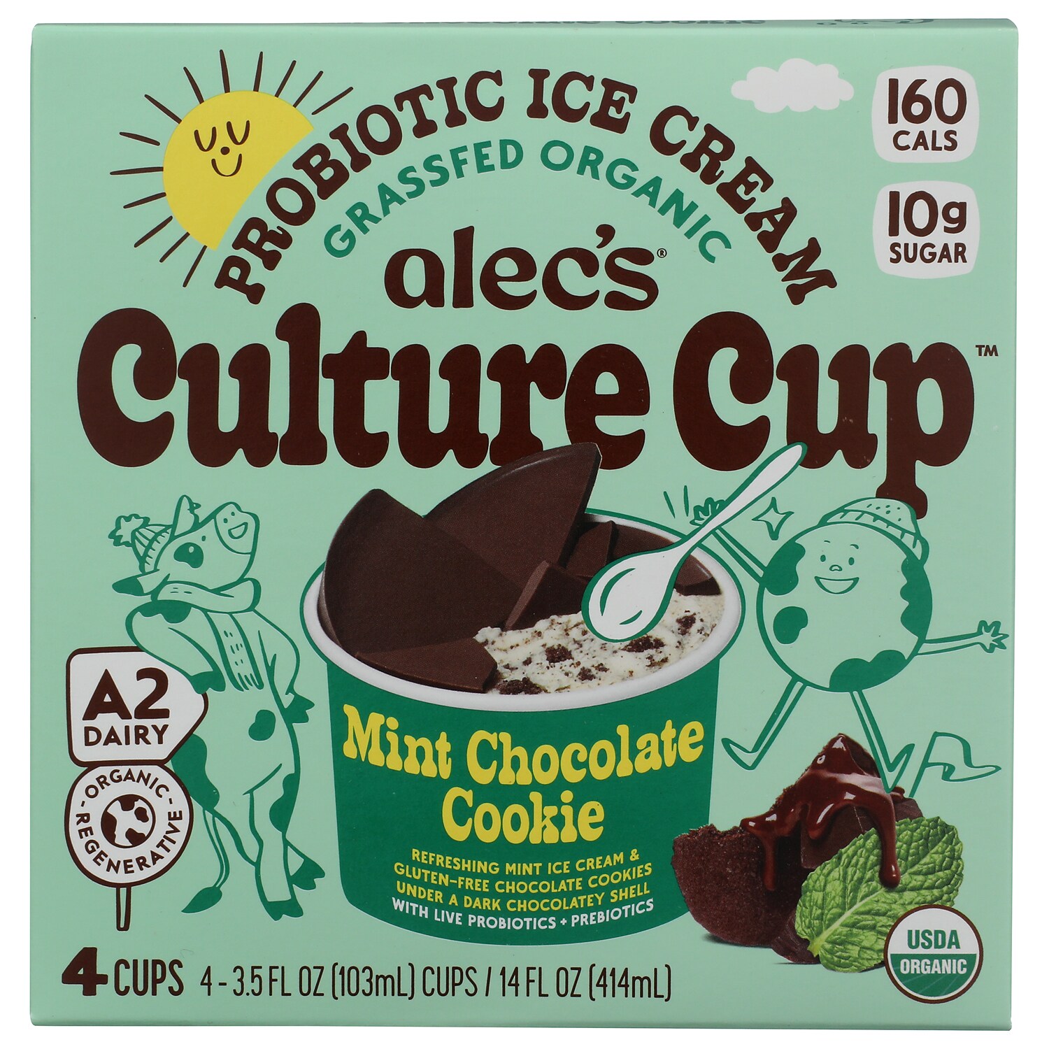 Alec's Culture Cup Organic Probiotic Ice Cream, Mint Chocolate Cookie
