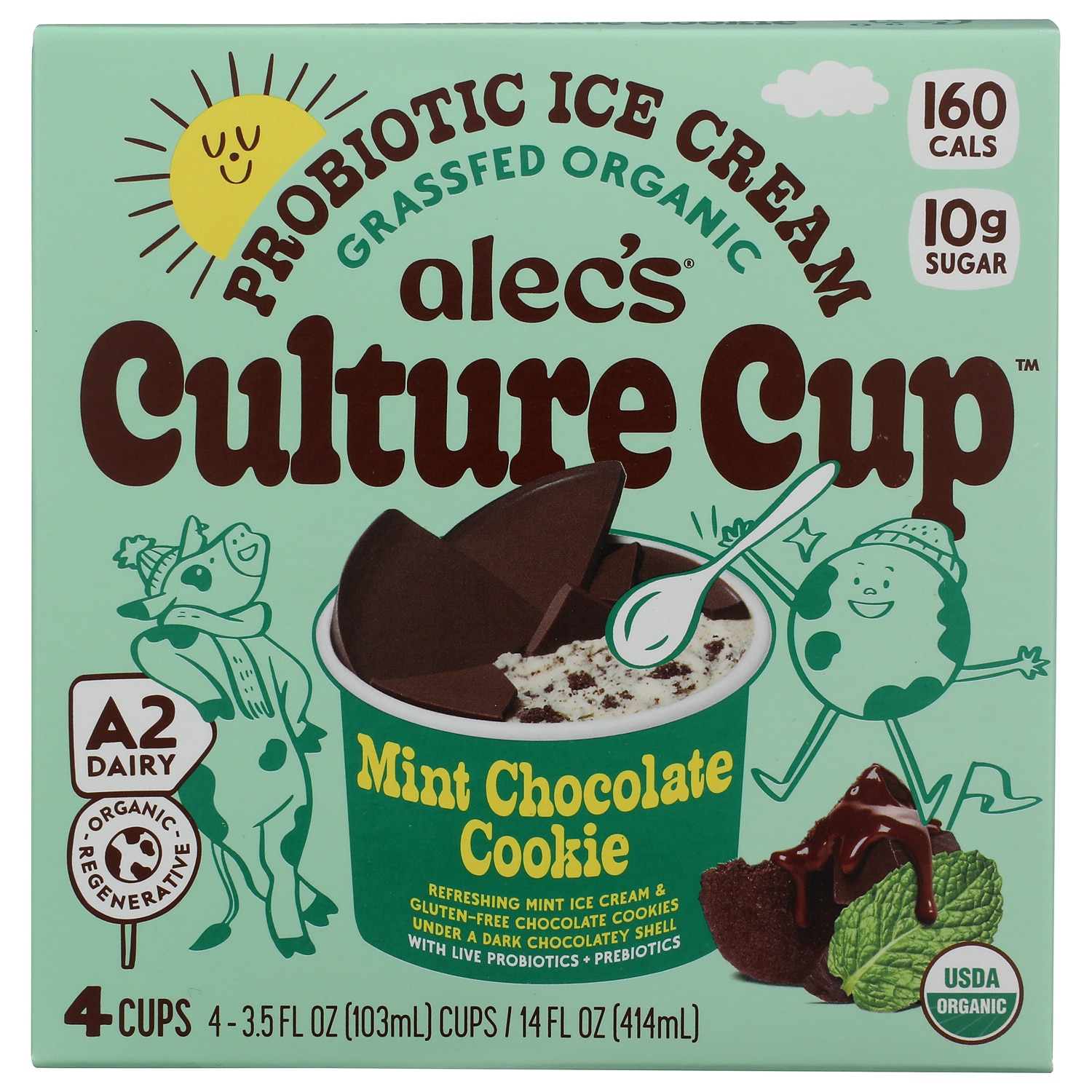 Alec's Culture Cup Organic Probiotic Ice Cream, Mint Chocolate Cookie