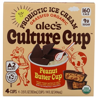 Alec's Culture Cup Organic Probiotic Ice Cream, Peanut Butter Cup
