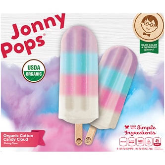 JonnyPops Organic Water Pop, Cotton Candy