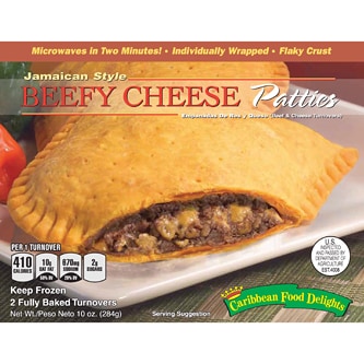 Caribbean Food Delights Jamaican Style Beef Patties, Beefy Cheese