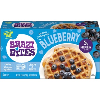 Brazi Bites Gluten Free Waffles, Blueberry, Frozen