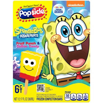 Popsicle SpongeBob SquarePants Ice Pops, Fruit Punch & Cotton Candy