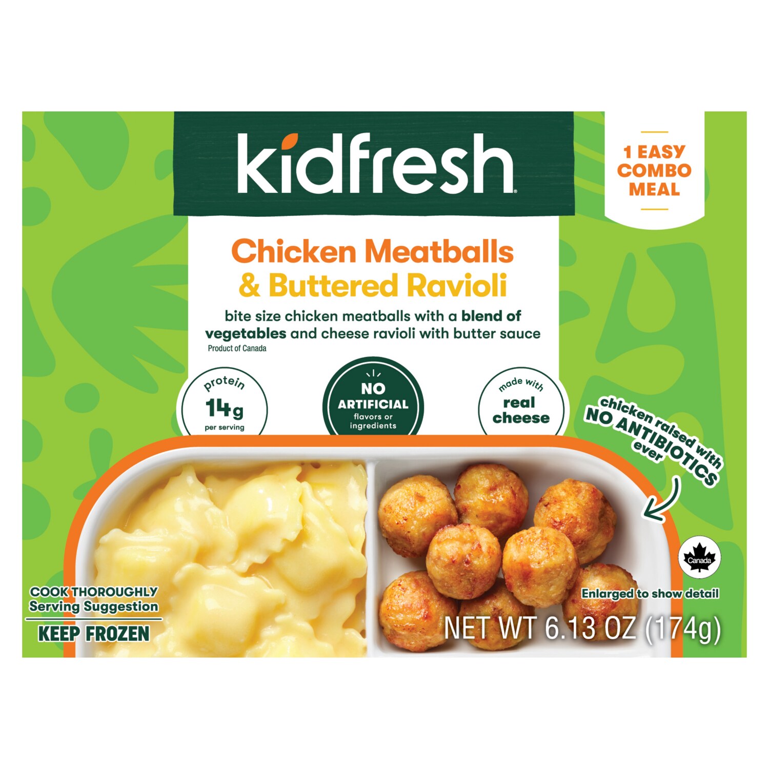 Kidfresh Chicken Meatballs & Buttered Ravioli