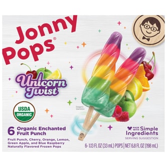 JonnyPops Organic Frozen Pops, Unicorn Twist Enchanted Fruit Punch