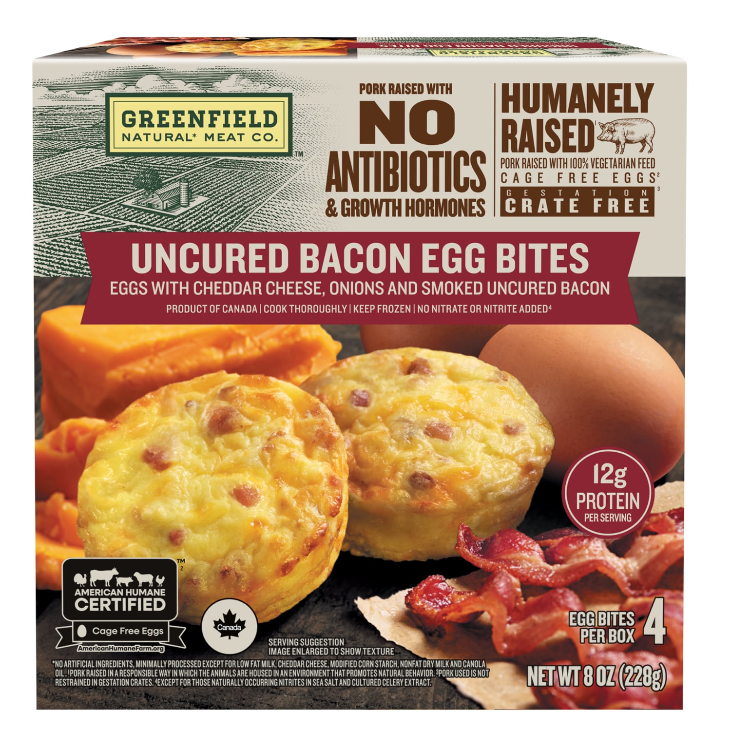 Greenfield Natural Meat Co Egg Bites, Cheddar & Onion & Uncured Bacon