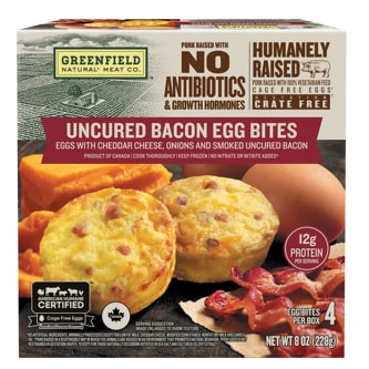 Greenfield Natural Meat Co Egg Bites, Cheddar & Onion & Uncured Bacon