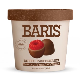 Baris Dipped Raspberries, Hazelnut & Milk Chocolate