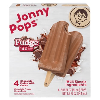 JonnyPops Frozen Cream Pops, Chocolate Fudge 
