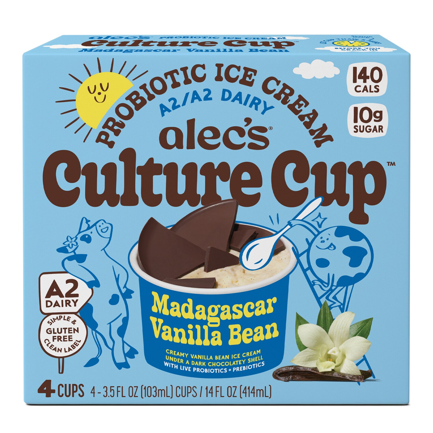 Alec's Culture Cup Organic Probiotic Ice Cream, Madagascar Vanilla Bean