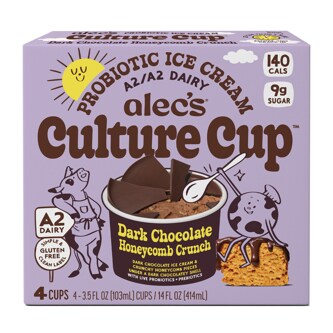 Alec's Culture Cup Probiotic Ice Cream, Dark Chocolate Honeycomb Crunch