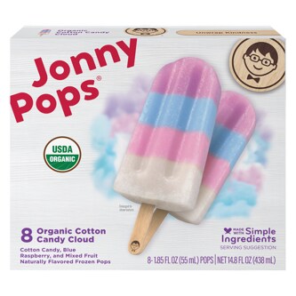 JonnyPops Organic Frozen Pops, Cotton Candy Cloud