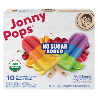 JonnyPops Organic No Sugar Added Minis, Color Burst