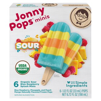 JonnyPops Organic Sour Minis, Blue Raspberry Splash