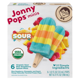 JonnyPops Organic Sour Minis, Blue Raspberry Splash