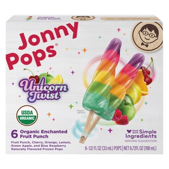 JonnyPops Organic Frozen Pops, Unicorn Twist Enchanted Fruit Punch