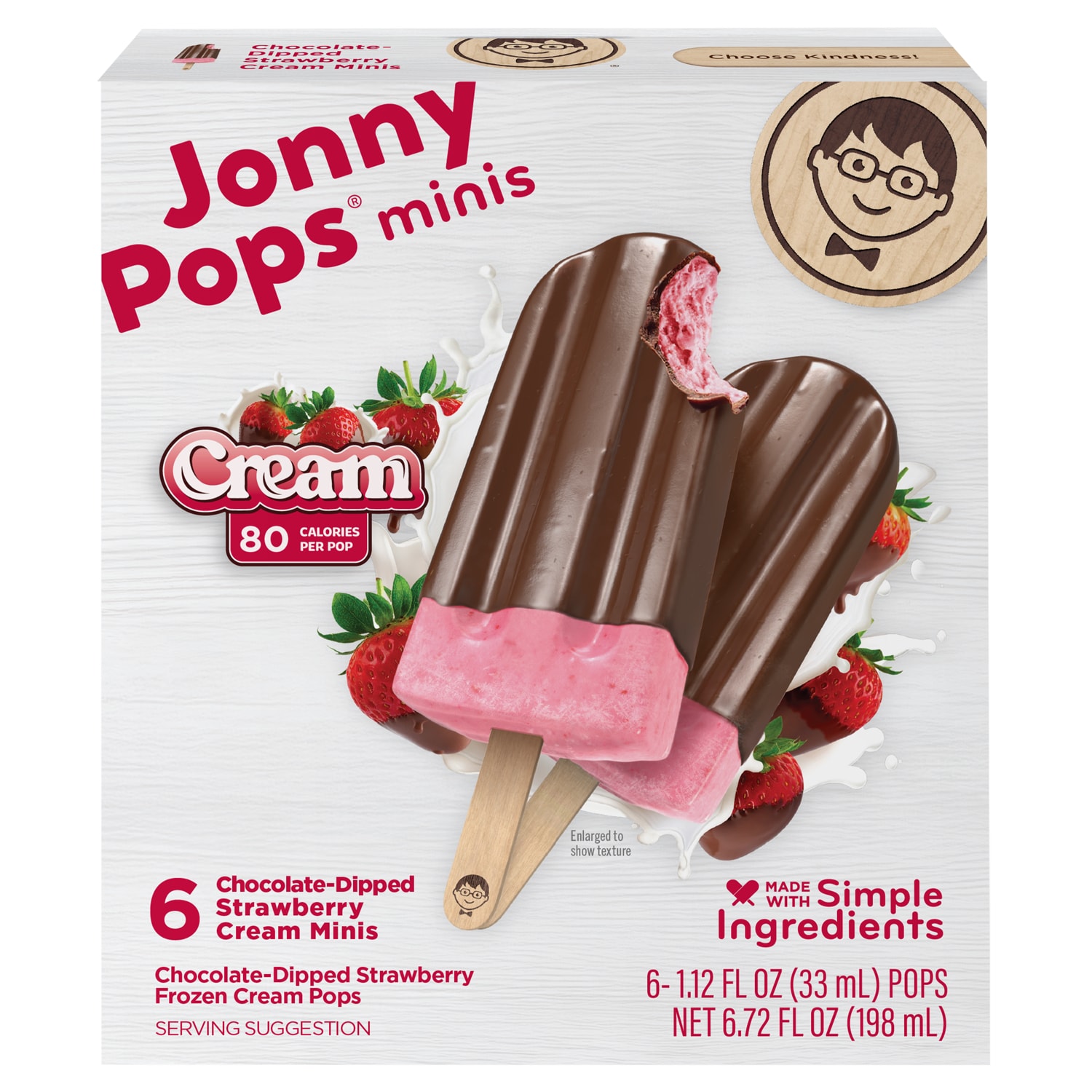 JonnyPops Cream Minis, Chocolate-Dipped Strawberry