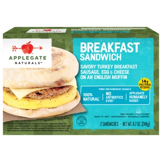 Applegate Naturals Breakfast English Muffin Sandwich Savory Turkey Sausage Egg & Cheese