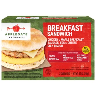 Applegate Naturals Breakfast Biscuit Chicken Sandwich Maple Sausage Egg & Cheese