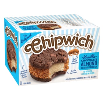 Chipwich Ice Cream Cookie Sandwiches, Vanilla Chocolate Almond