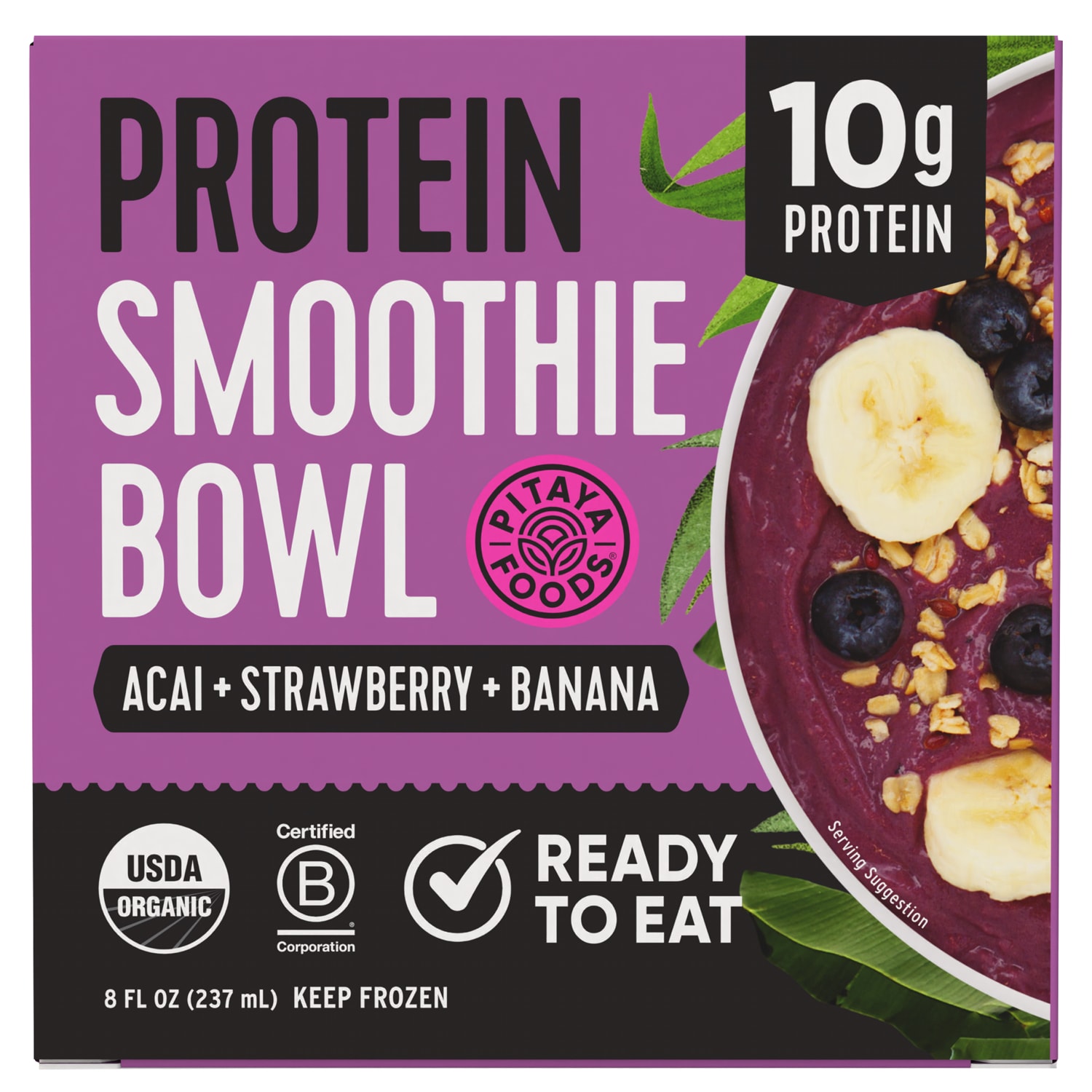 Pitaya Foods Protein Smoothie Bowl, Acai+Strawberry+Banana
