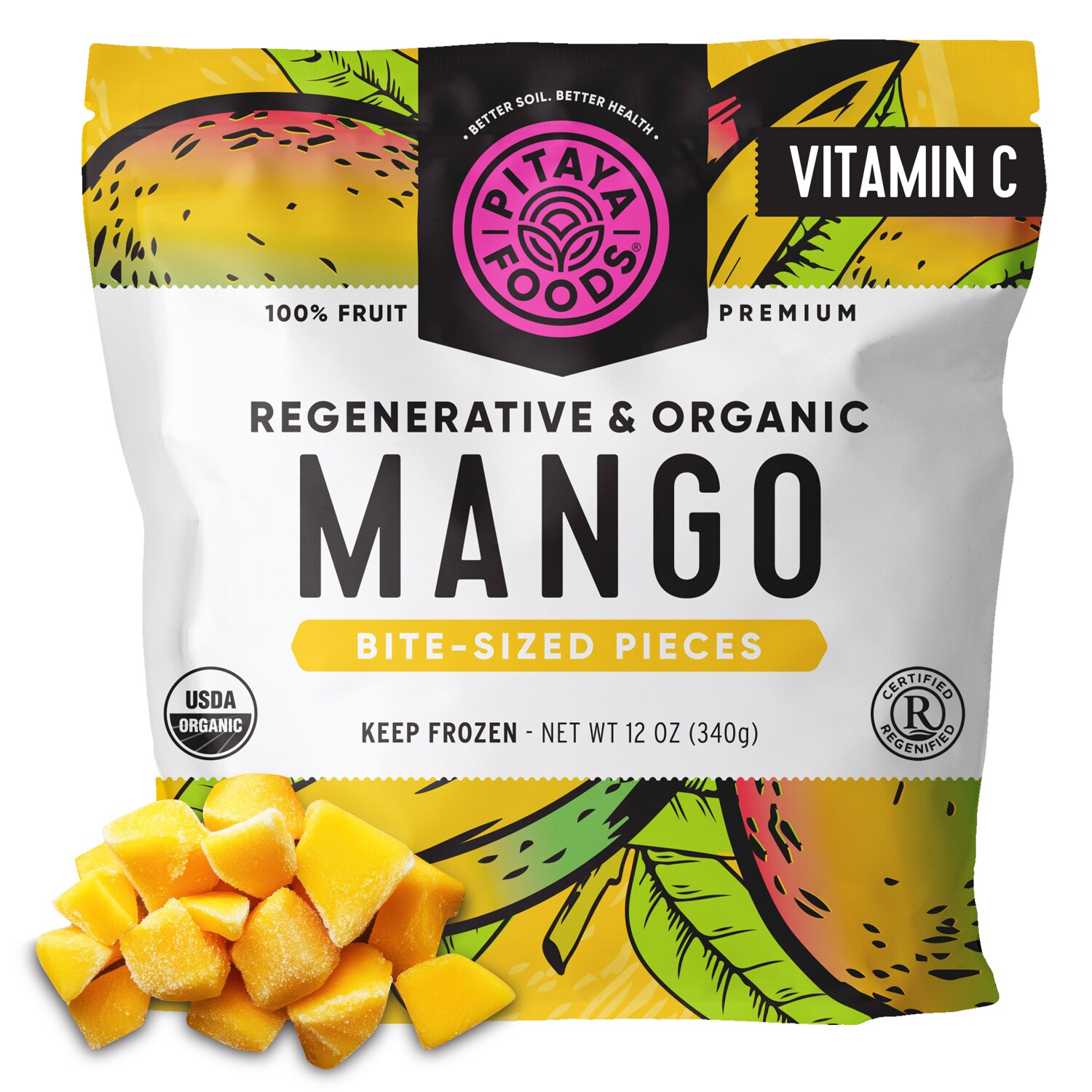 Pitaya Foods Regenerative & Organic Bite-Sized Pieces, Mango