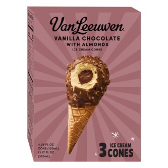 Van Leeuwen Ice Cream Cones, Vanilla Chocolate with Almonds